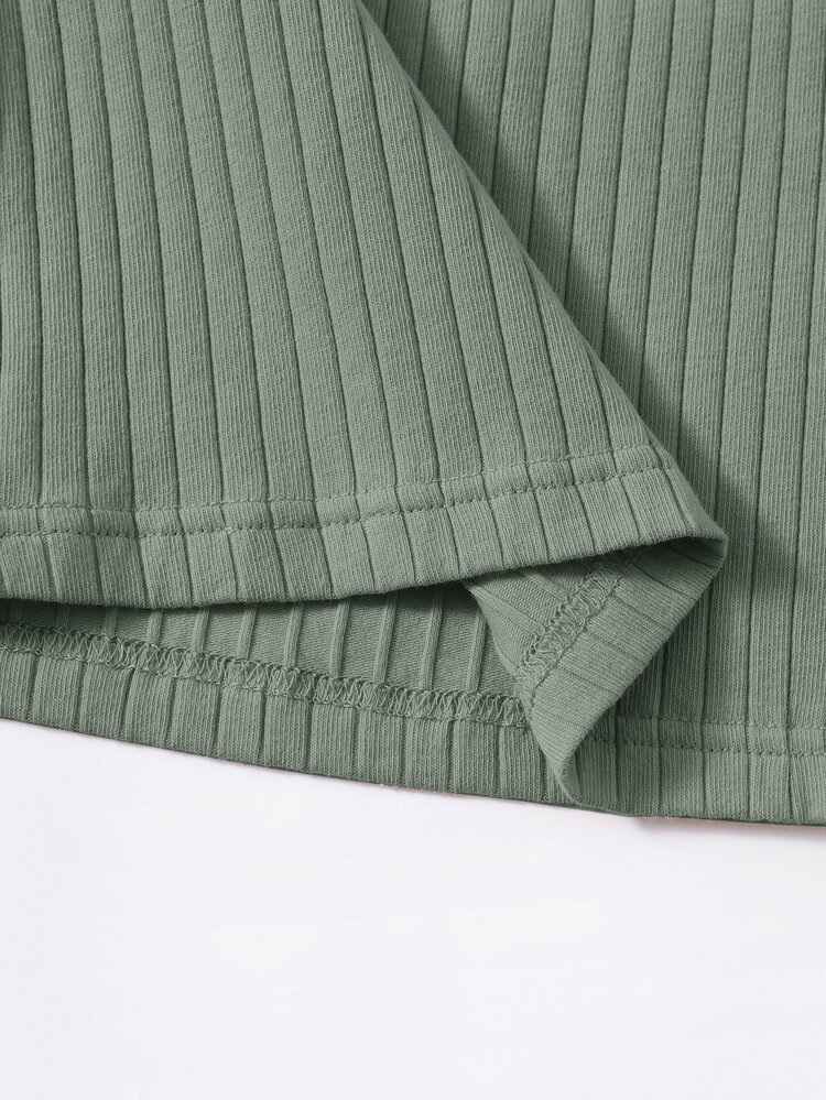Muchica Rib-knit Crop Cami Top - Green - View 3