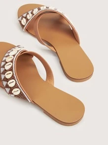 Shell Decor Slide Sandals - Ginger - View 4