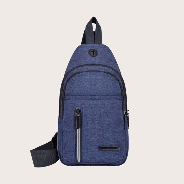 

Men Minimalist Sling Bag With Earphone Hole, Blue