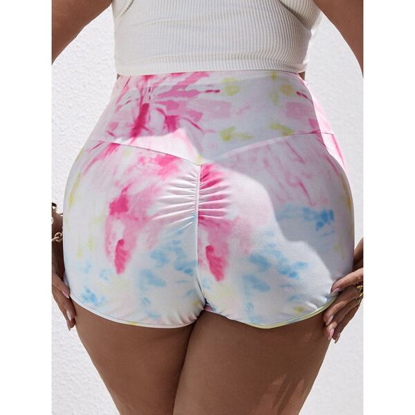 

Plus Tie Dye Scrunch Butt Shorts, Multicolor