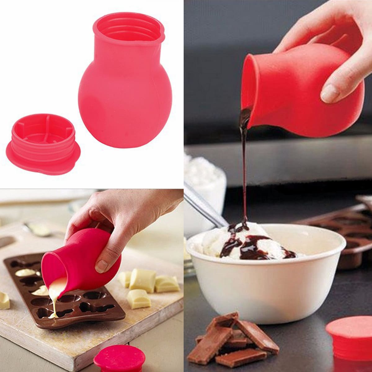

1pc Silicone Chocolate Melting Pot, Red