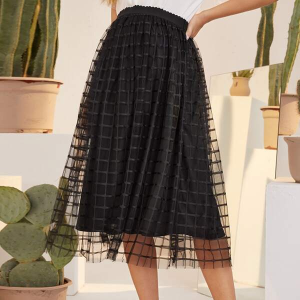 

Maternity High Waist Mesh Skirt, Black
