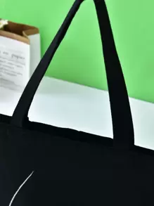 Minimalist Figure Graphic Shopper Bag - Black - View 2