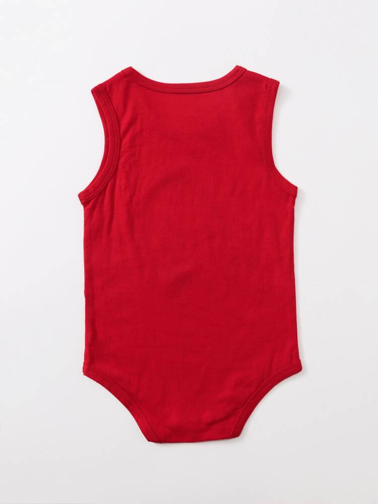 男嬰卡通圖案連體衣 - 紅色 - 查看 2