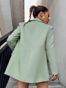SHEIN Privé Lapel Neck Single Button Blazer - Mint Green - View 2