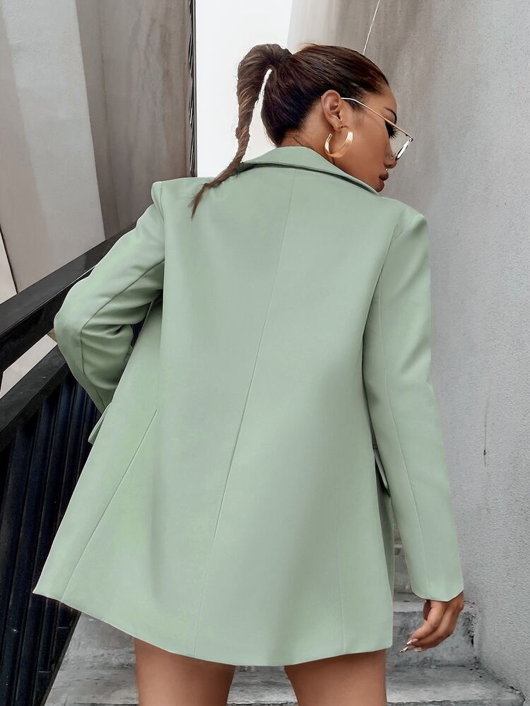 SHEIN Privé Blazer con botón de cuello con solapa - verde menta - Añade 2