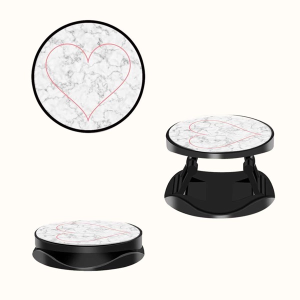 

1pc Heart Print Phone Expanding Stand Ring Grip, White