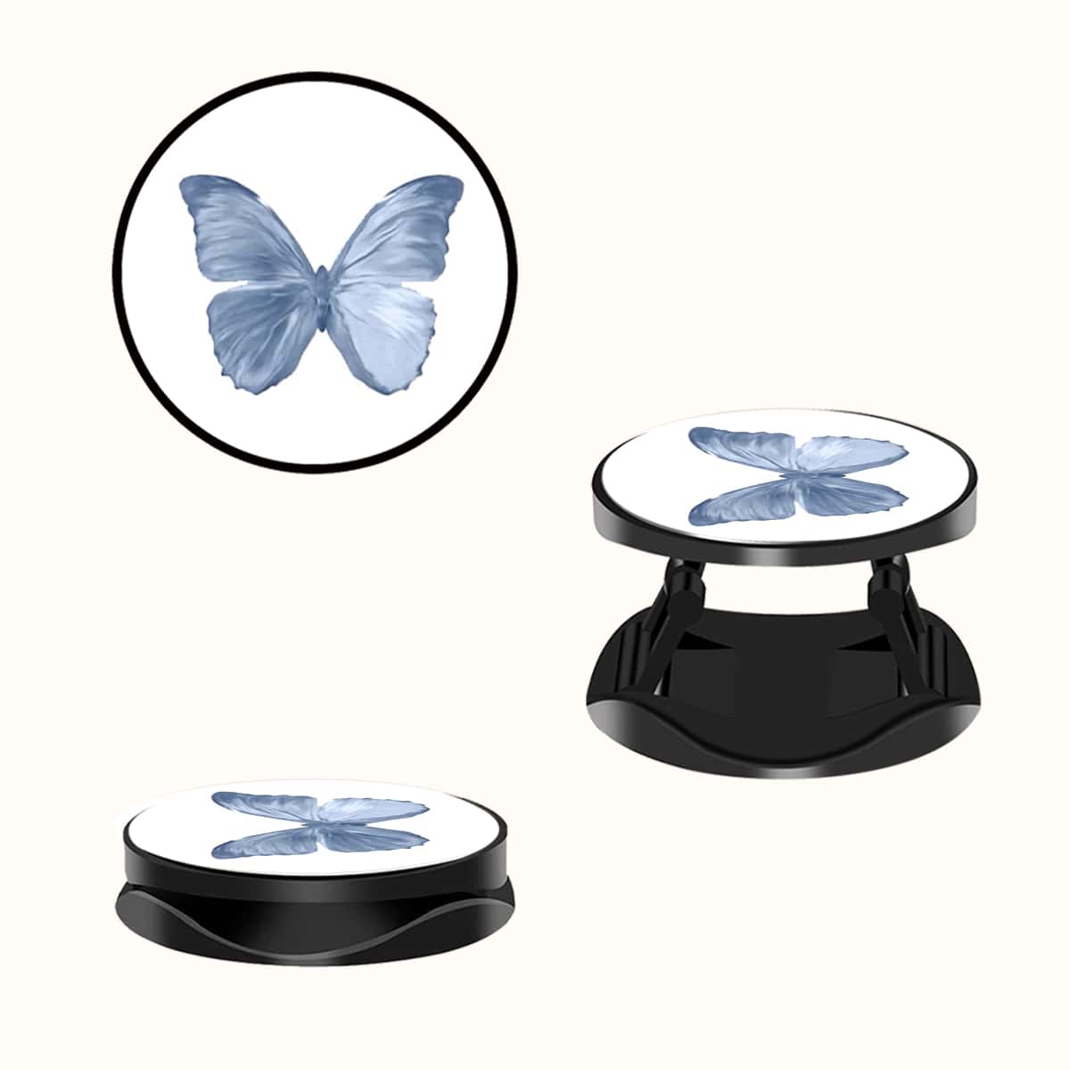 

1pc Butterfly Print Phone Expanding Stand Ring Grip, Blue