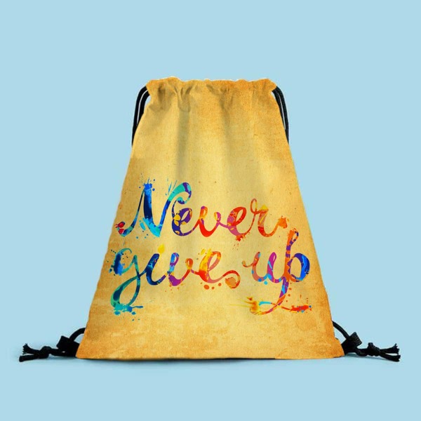 

Slogan Graphic Drawstring Backpack, Yellow