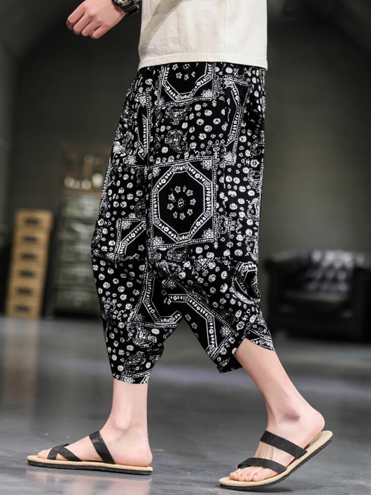 Manfinity Men Graphic Print Trousers - Black - View 1