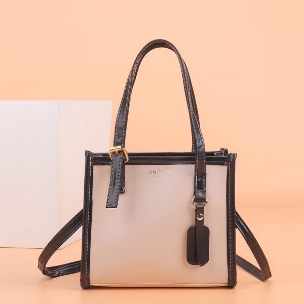 

Contrast Binding Shoulder Bag, Beige