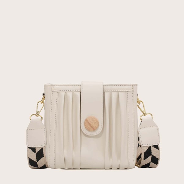 

Minimalist Ruched Crossbody Bag, Beige