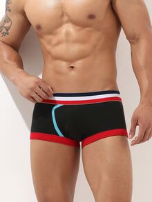 Hombres Calzoncillos boxer con cinta de rayas con estampado tropical - Negro - Ver 3