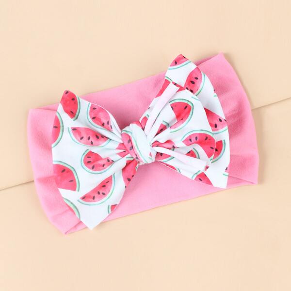 

Baby Watermelon Print Bow Decor Hair Band, Pink