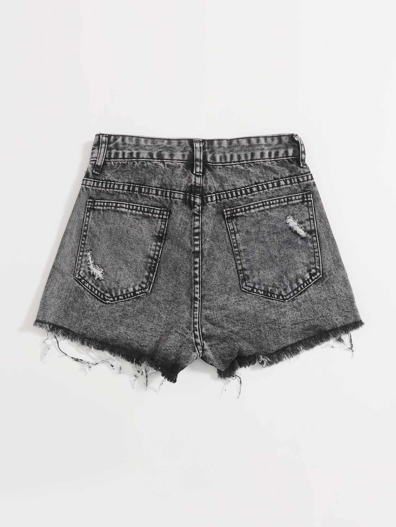 Ripped Detail Denim Shorts