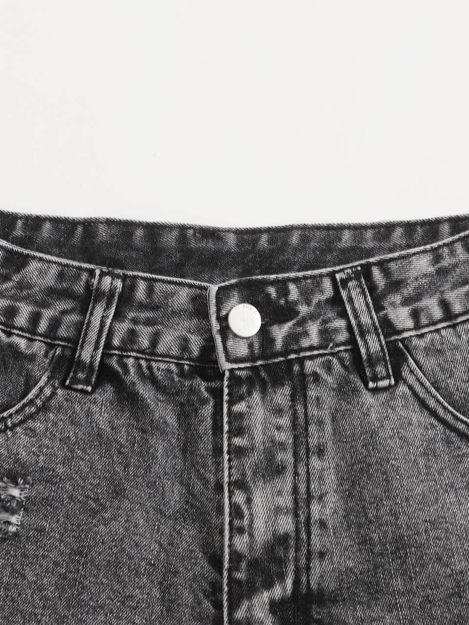 Ripped Detail Denim Shorts