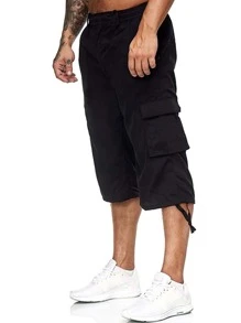 Manfinity LEGND Men Flap Pocket Capri Cargo Trousers - Black - View 3