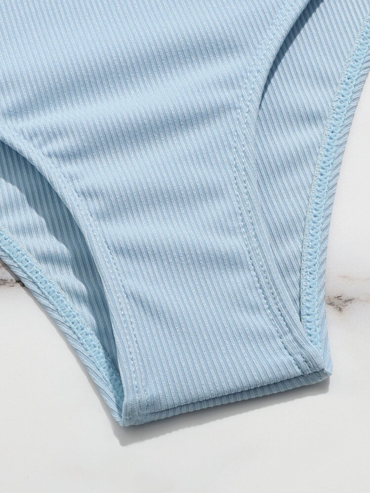 Tween Girl Rib Bikini Set Summer Beach Kids Swimming ,Kids Beachwear - Dusty Blue - View 5