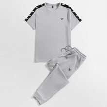 Guys Contrast Sideseam Tee and Sweatpants Set