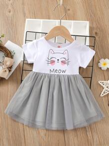 Vestidos bebé Malla en contraste Dibujos animados Dulce - Multicolor - Ver 1