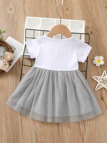 Vestidos bebé Malla en contraste Dibujos animados Dulce - Multicolor - Ver 2