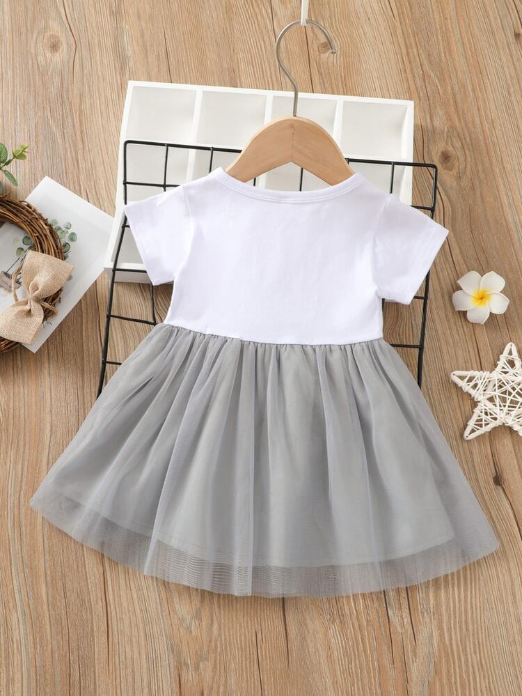 Vestidos bebé Malla en contraste Dibujos animados Dulce - Multicolor - Añade 2