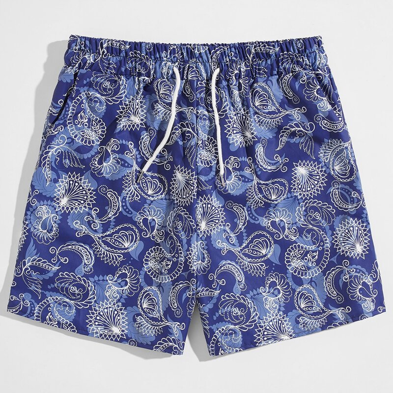 

Guys Paisley Drawstring Shorts 5'', Navy blue