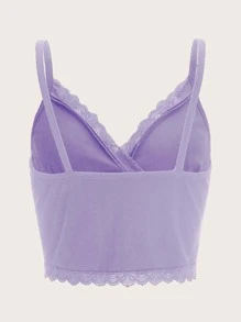 SHEIN MOD Plus Contrast Lace Crop Cami Top