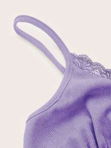 SHEIN MOD Plus Contrast Lace Crop Cami Top