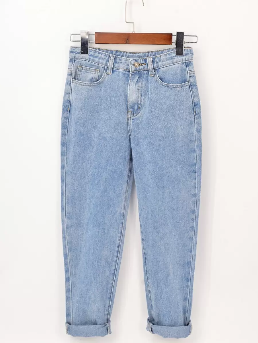 Girls Washed Tapered Jeans - Light Wash - View 1