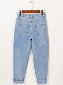 Girls Washed Tapered Jeans - Light Wash - View 2