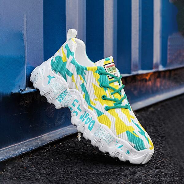 

Men Color Block Lace-up Front Sneakers, Multicolor