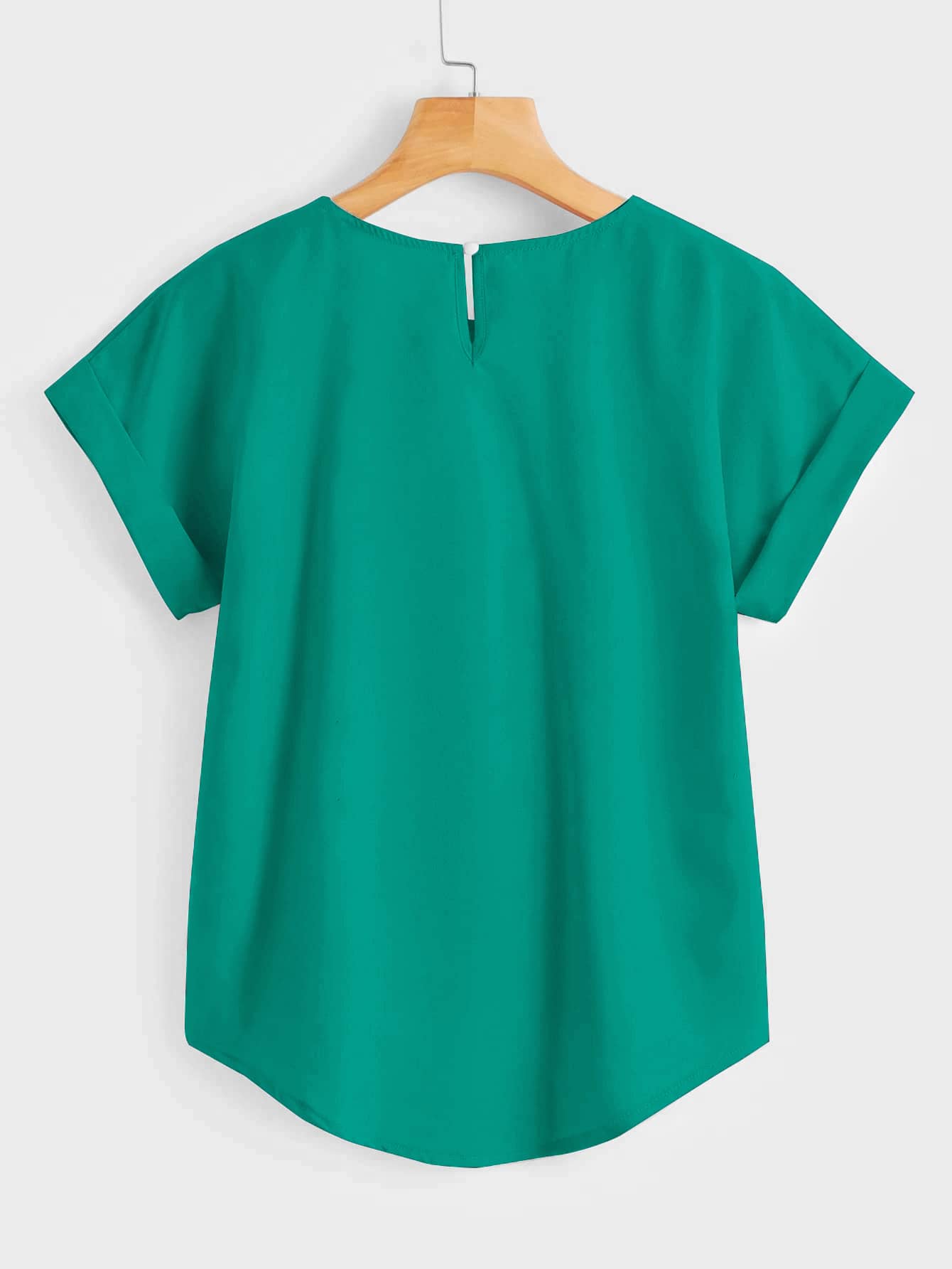 SHEIN LUNE Plus High Low Hem Batwing Sleeve Blouse - Green - View 2