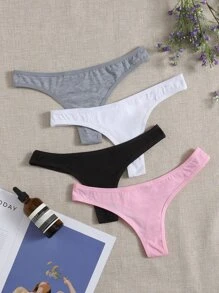 SHEIN Bộ 4 quần lót gợi cảm rắn chắc - Nhiều màu - Xem 1