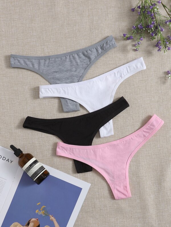 4طقم سراويل داخلية مثيرة بألوان سادة