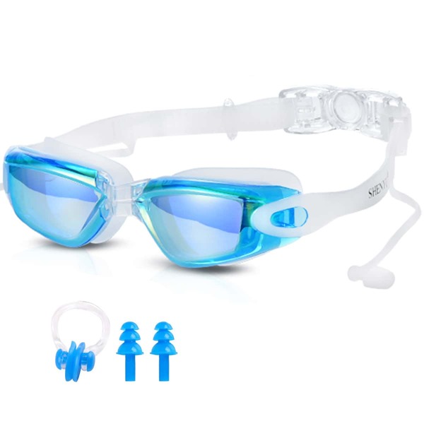 

Waterproof Swimming Goggles With Earplugs, Blue