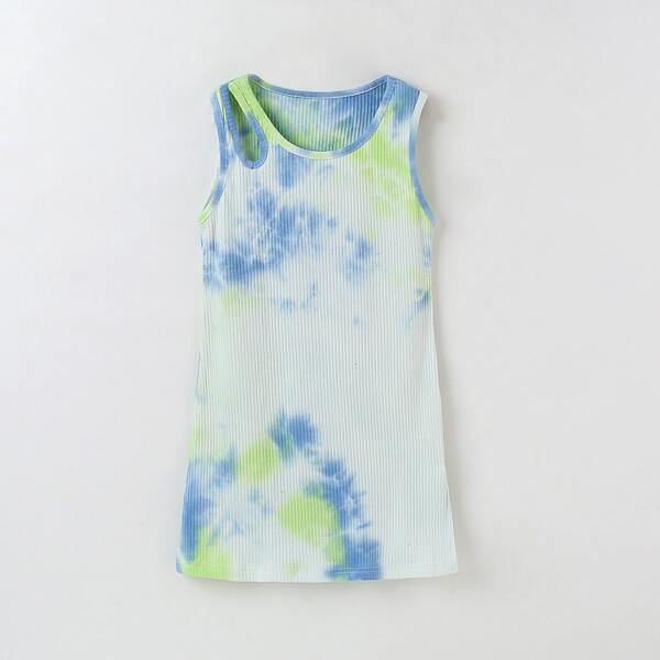 

Girls Cut Out Tie Dye Dress, Blue