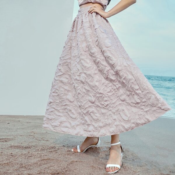 

Zip Back Solid A-line Skirt, Baby pink