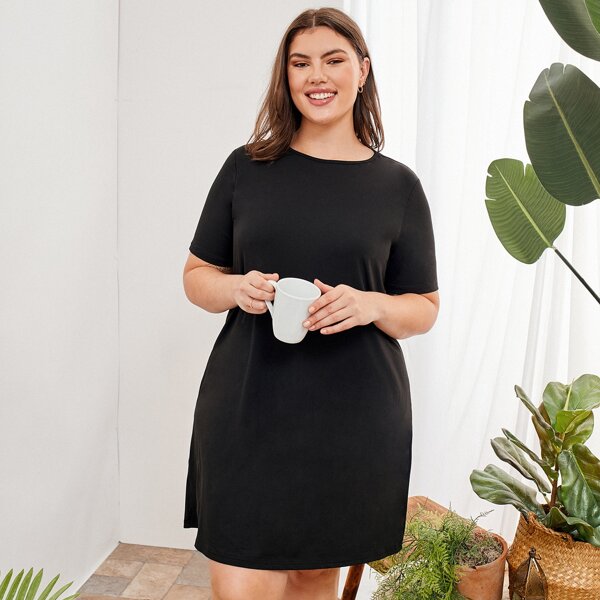 

Plus Tie Back Cut Out Night Dress, Black