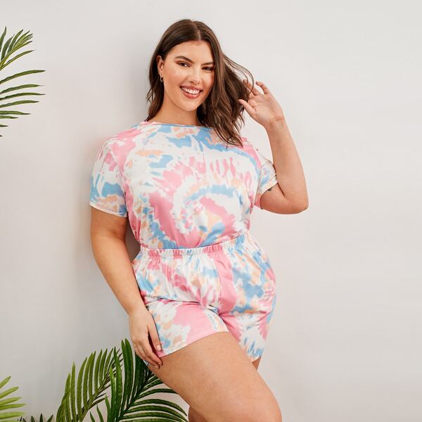 

Plus Tie Dye Pajama Set, Multicolor