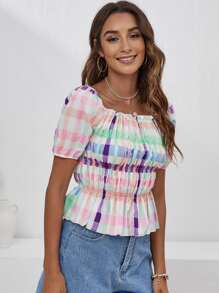 Áo sơ mi Viên lá sen Kẻ sọc Boho - Nhiều màu - Xem 1