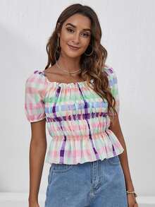 Áo sơ mi Viên lá sen Kẻ sọc Boho - Nhiều màu - Xem 4