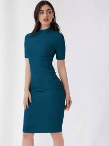 SHEIN Essnce Mock Neck Solid Bodycon Dress