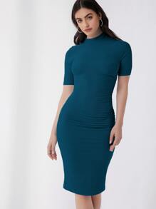 SHEIN Essnce Mock Neck Solid Bodycon Dress