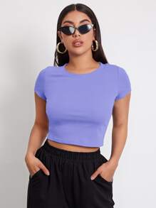 Muchica Rib-knit Crop Top - Violet Purple - View 1