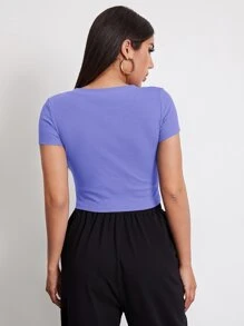 Muchica Rib-knit Crop Top - Violet Purple - View 2