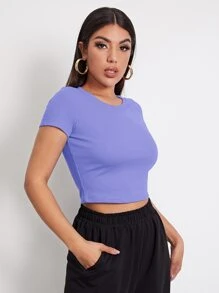 Muchica Rib-knit Crop Top - Violet Purple - View 3