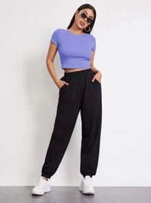 Muchica Rib-knit Crop Top - Violet Purple - View 4