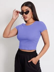 Muchica Rib-knit Crop Top - Violet Purple - View 5