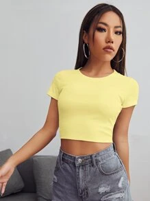 SHEIN EZwear Top corto tejido de canalé